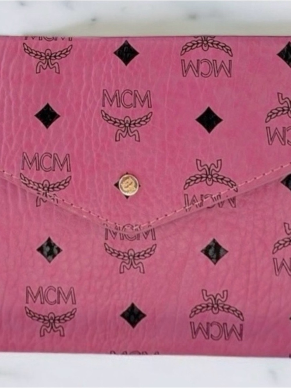 MCM Pink Logo Envelope Clutch